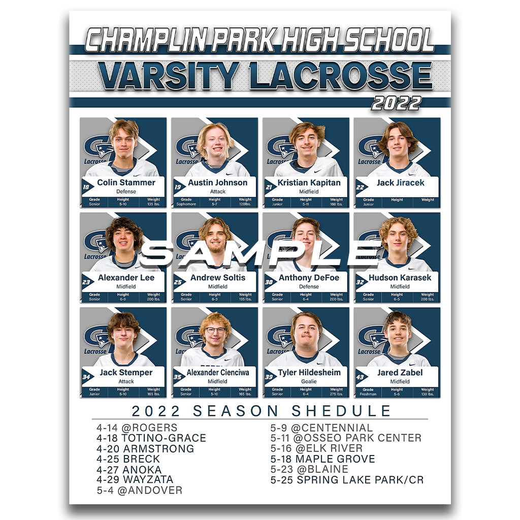 50 Game Rosters (Glossy Double-Sided 8.5x11")